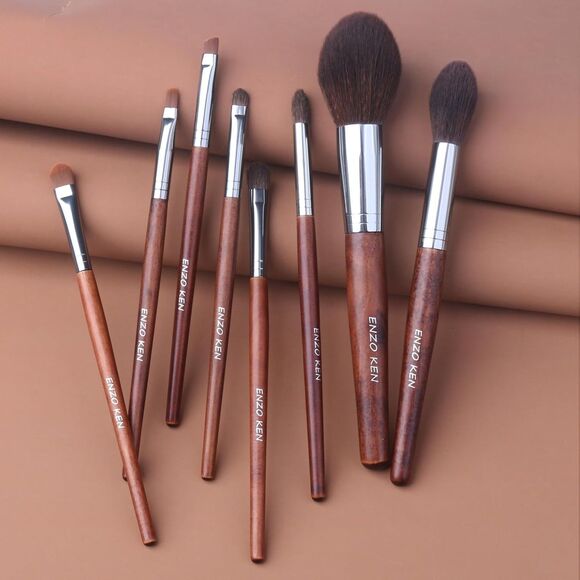 Walnut Professional Cosmetic Natural Pony Hair Makeup Brush Set with Case - Picture 5 of 5